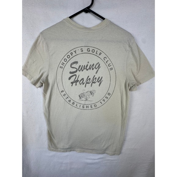 Goodfellow Peanuts T-Shirt Mens M Beige Snoopy Golf Swing Happy Graphic Tee - Picture 5 of 6